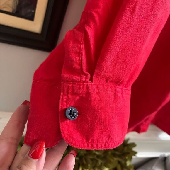Lauren Ralph Lauren Red Anchor Linen Button Down Shirt sz 3X - Picture 2 of 7
